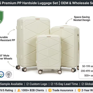 Ensemble de bagages de <span class=keywords><strong>voyage</strong></span> durables et assortis en PP rigide <span class=keywords><strong>avec</strong></span> roulettes pivotantes, valises trolley pratiques pour des déplacements faciles - Product Image 1