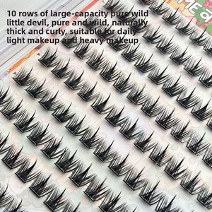 <span class=keywords><strong>Pestañas</strong></span> Postizas Segmentadas de Plástico Negro con Banda Negra, Hechas a Mano, 10 Filas, Sin Gel, Pelo Sintético, 0.07MM de Grosor, Naturales, para la Parte Superior del Ojo, Estilo Lazy, Venta al por Mayor - Product Image 2