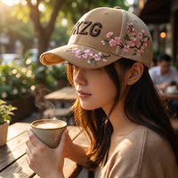 Gorra de Béisbol de Lujo con Bordado 3D Personalizado, Caja de Regalo Premium, Bolsa de Satén, Gorra de 6 Paneles con Bordado Floral y Logotipo