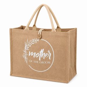 Sac fourre-tout en jute moyen personnalisé avec poignée en coton, sac de plage avec impression sérigraphique et logo personnalisé pour les courses quotidiennes - Product Image 2