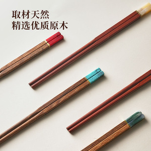 Jade Wooden Chopsticks Round Solid Color For Couples Families Individuals - Product Image 1