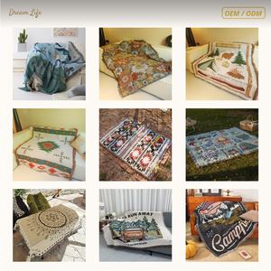 DL Vente Chaude Plaid Tissé Durable Vintage Motif <span class=keywords><strong>Montagne</strong></span> Forêt Camping pour Canapé et Décoration <span class=keywords><strong>de</strong></span> Camping-car OEM - Product Image 2