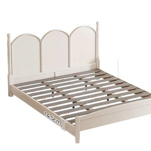Lit en bois massif de style français 1,35 m, lit plateforme blanc, chambre principale, lit princesse rétro américain - Product Image 5