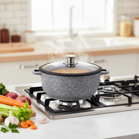 Ensemble de casseroles en aluminium moulé sous pression avec revêtement en marbre, 10 pièces, certifié LFGB, antiadhésif, compatible induction, pour la cuisine