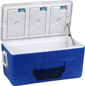 Caja de hielo de plástico de 80 L, Enfriador de cofre de hielo aislado de PU para acampar al aire libre, venta directa de fábrica