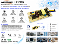 Carte d'alimentation à cadre ouvert 24W 90-264Vac 5/12/24/48Vdc 4/1.65/1/0.5A Classe I Niveau VI FCC pour équipement industriel Hynapower HP-P20S
