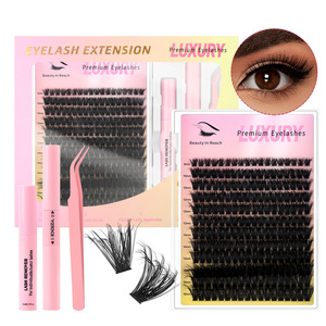 Kit d'extension de cils DIY avec cils naturels segmentés en bouquets, colle à cils et outils d'application pour maquillage beauté - Product Image 5