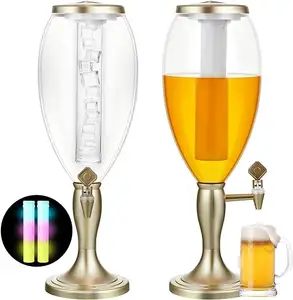 Dispenser menara bir dengan pipa es dan lampu LED oz Mimosa Dispenser minuman dengan keran menara minuman Margarita untuk pesta rumah