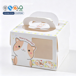 <span class=keywords><strong>Caja</strong></span> <span class=keywords><strong>de</strong></span> Embalaje Portátil <span class=keywords><strong>de</strong></span> Papel Ecológico con Asa para Pasteles y Galletas, <span class=keywords><strong>de</strong></span> Grado Alimenticio, con Logotipo Personalizado, Venta al por Mayor - Product Image 1