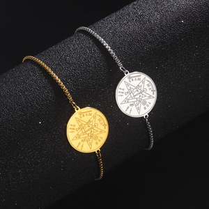 Tétragramme Nom <span class=keywords><strong>de</strong></span> Dieu Pentacle Bracelet pour Femme Homme Acier Inoxydable Béni <span class=keywords><strong>Pentagramme</strong></span> <span class=keywords><strong>de</strong></span> <span class=keywords><strong>Salomon</strong></span> Amulette Bracelet Bijoux - Product Image 3