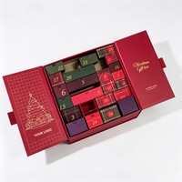 Boîte de calendrier de l'avent personnalisée de luxe pour le Nouvel An, assortiment de chocolats, boîte en carton pour compte à rebours de 24 jours, boîte cadeau pour la saison de Noël