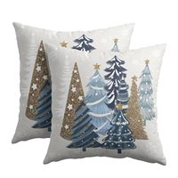 Frohe Weihnachten Quadratischer Kissenbezug 45x45cm Digitaldruck Waschbar Polyester-Mischgewebe Reißverschluss Sofa-Dekoration