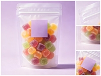 Transparante staande zipzak met aangepaste opdruk voor gummy snoep, kauwsnoep en zoete snoepverpakkingen