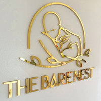 Lettres en acrylique découpées au laser pour logo 3D, enseigne de salon de beauté et d'accueil, lettres en métal dorées effet miroir 3D