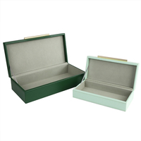Lot de 2 boîtes de rangement vert foncé et clair bureau en cuir pu cosmétique maquillage bijoux divers boîte de rangement avec couvercle