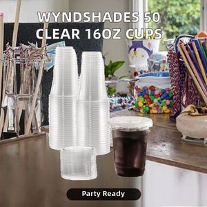 Paquete de 50 Tapas Transparentes para Smoothies de 16 Onzas, Vasos Reutilizables a Prueba de Fugas para Café Helado, Batidos y Bebidas Frías - Product Image 2
