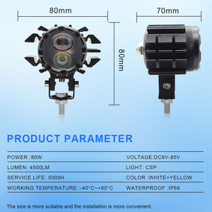 ไฟสปอร์ตไลท์มอเตอร์ไซค์แบบสองดวง Flying Star LED 12-24V DC ควบคุมด้วยสวิตช์ สำหรับใช้งานออฟโรดและชายหาด - Product Image 4