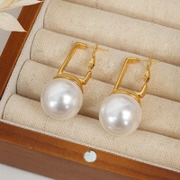 Boucles d'oreilles créoles carrées en acier inoxydable 316L plaqué or bijoux fantaisie perles de verre
