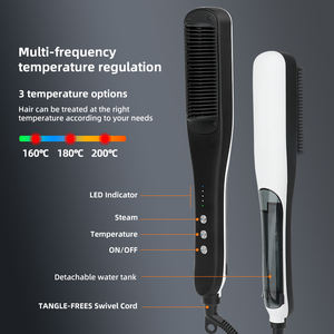 Cepillo de cuidado del cabello de belleza multifunción personalizado profesional vapor suave 2 en 1 peine alisador de cabello y cepillo para cabello natural - Product Image 3