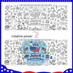 Offres Spéciales 4 juillet : Affiche <span class=keywords><strong>à</strong></span> colorier personnalisée, Nappe et Bannière pour <span class=keywords><strong>la</strong></span> Fête de l'Indépendance Américaine, Jeux de fête et Décoration murale de classe - Product Image 2