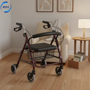 Déambulateur à roulettes avec sièges, aide à la marche portable pour adultes, équipements de rééducation - Product Image 1