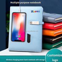 2023 personnalisé A5 journal banque de puissance charge sans fil avec USB cahier vierge Premium cadeau d'affaires mémo intelligent