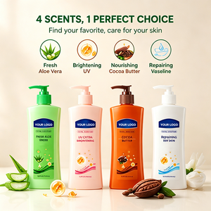 Loción Corporal Personalizada de 400 ml con Manteca de Cacao y Vitamina C, Blanqueadora, Hidratante, con Aroma Fresco, OEM, para Mujer - Product Image 1