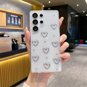 เคสโทรศัพท์มือถือลายหัวใจ 3 มิติ สีเงิน ดีไซน์ใหม่ทันสมัย ประดับกลิตเตอร์อีพ็อกซี่ สำหรับ Samsung S25 S24 S23 S22 S21 Ultra Plus - Product Image 3
