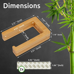 <span class=keywords><strong>Portarrollos</strong></span> de papel higiénico de madera 202411, adhesivo <span class=keywords><strong>sin</strong></span> perforar, <span class=keywords><strong>portarrollos</strong></span> de bambú Natural - Product Image 6