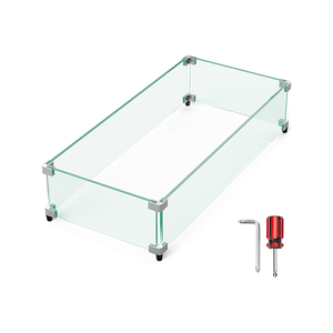 Pare-vent en verre pour table de foyer, épais et robuste, avec support d'angle en aluminium dur et pieds en caoutchouc, panneau en verre trempé - Product Image 4
