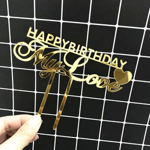 Happy Valentine's day acrylique gâteau topper mariage <span class=keywords><strong>anniversaire</strong></span> gâteau topper fête gâteau décorations HAPPY BIRTHDAY my love - Product Image 4