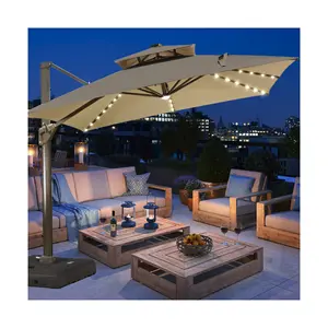 ZUOAN User Praise Outdoor Garden Patio Umbrella Bases Popular Cantilever Parasol With Solar Led Lights Hanging Tent