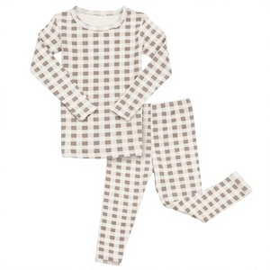 Conjunto de Pijama Xadrez de Manga Longa para Bebês Meninos e Meninas 6M-7T, Roupa de Dormir de Algodão Ajustada para Crianças - Product Image 1