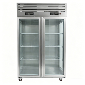 Réfrigérateur vitrine à double porte en verre avec refroidissement par air en acier inoxydable pour pâtisserie, boulangerie, congélateur commercial - Product Image 1