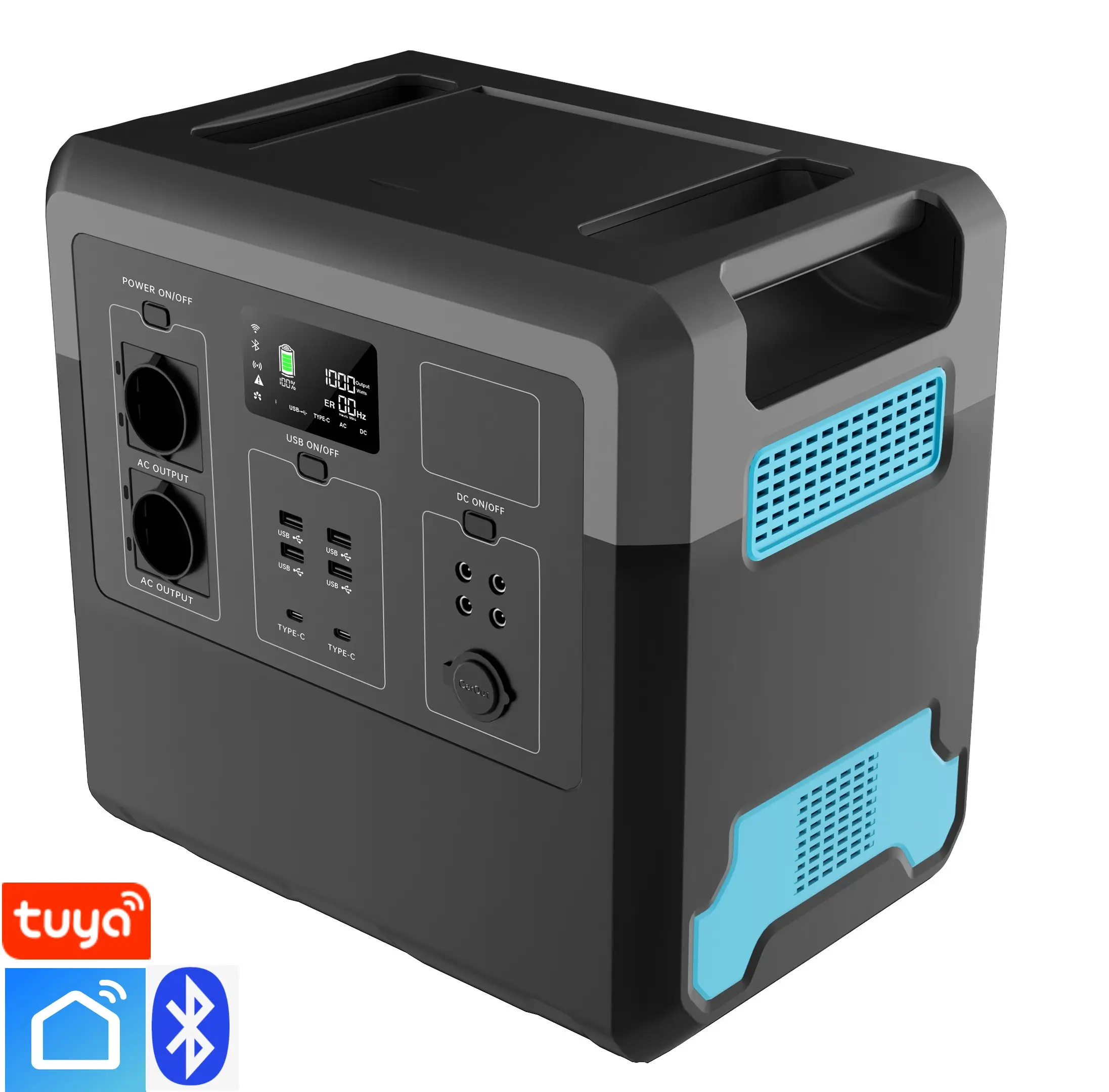 Générateur électrique Portable 2400W, batterie LiFePO4, alimentation de secours, APP, Camping en plein air, Station d'alimentation Portable à distance