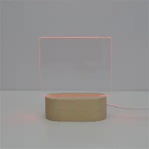 यूएसबी टेबल डेस्क बेडसाइड नेतृत्व में दीपक 3D प्रदर्शन रात को प्रकाश के लिए विभिन्न आकार ठोस लकड़ी के आधार अनुकूलित उपकरण खाली एक्रिलिक