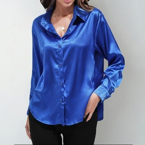 Chemisiers pour femmes, hauts élégants, chemises décontractées, chemises amples en satin de soie, chemises à manches longues pour femmes - Product Image 1