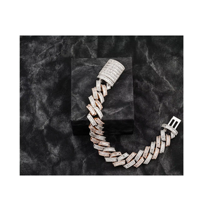 Classy Diamond 12mm Link Bracelet Two Tone <b>Rose</b> Gold Silver Hip Hop Luxury Fashion 7 Inch 14K Gold Plated Jewelry - Product Image 1