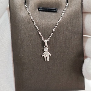 Precioso Collar de Plata de Ley 925 con Colgante de Muñecas de Pareja, Diamante Cultivado en Laboratorio, Niño y Niña, Bonito Regalo de Joyería para Mejores Amigos - Product Image 4