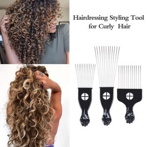 Peigne à <span class=keywords><strong>cheveux</strong></span> en métal noir à picots, en acier inoxydable, avec logo personnalisé, peigne afro pour hommes noirs, vente chaude - Product Image 4