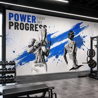 Papier peint mural personnalisé imperméable pour salle de sport, motif femme culturiste, éclaboussures de peinture bleue, pour salle de sport commerciale