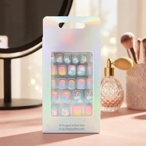 Uñas Postizas Acrílicas Cortas Reutilizables con Diseño de Unicornio Hechas a Mano, Puntas Largas Cuadradas con Patrón 800307811718 PDVT0149 - Product Image 3
