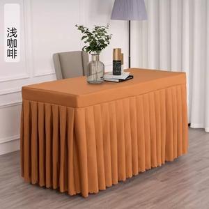 ผ้าคลุมโต๊ะโพลีเอสเตอร์แบบสั่งทำ ขนาด 6 ฟุต สำหรับงานแต่งงาน โรงแรม และใช้งานกลางแจ้ง - ผ้าสแปนเด็กซ์ทอ พร้อมบริการสกรีนโลโก้ - Product Image 6