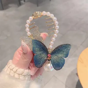 Frauen Luxus Strass Perle Haar Klaue Schmetterling dekorative Clips für Frauen Beliebte Phantasie Classy für Mädchen Zubehör