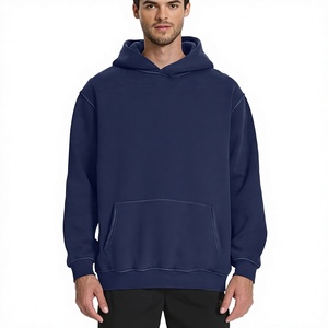 Sudadera con Capucha Azul Marino Sólido para Hombre, Sudadera Informal de Manga Larga con Bolsillo Delantero - Product Image 2