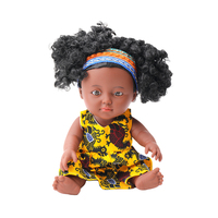 Nouvelle conception personnalisée en plastique PVC souple peau de café foncé 10 pouces Mini poupée d'amour pour enfants fille africaine jouet Tusalmo marque CE
