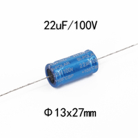 22uF 100V 10% Audio Non-Polarisé En Aluminium Électrolytique Crossover Hi-Fi Haut-Parleur Horizontal Axial Montage Bipolaire Condensateur