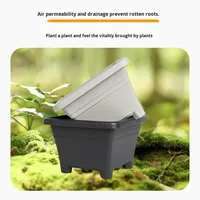 Série Hollen, style minimaliste nordique, pots à fleurs carrés sur pied, en plastique robuste et durable, économie d'eau, vente en gros