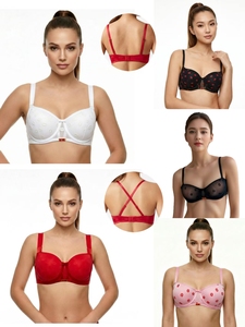Soutien-gorge balconnet pour femme, imprimé Lèvres <span class=keywords><strong>de</strong></span> <span class=keywords><strong>Baiser</strong></span>, moulé, rembourré, dos nageur convertible et amovible - Product Image 6