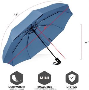 Parapluie pliant compact moderne en pongee, format voyage, ouverture et fermeture automatiques, 3 sections, cadeaux d'affaires - Product Image 2
